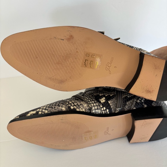 J. Crew Multi Buckle Snake Embossed Leather Moto Boots 9 EUC - Picture 11 of 11